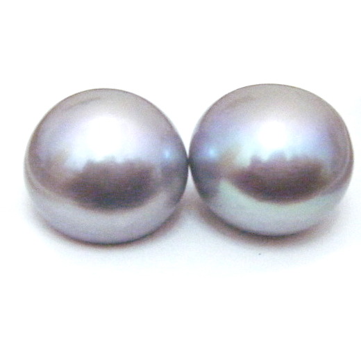 Grey 11-12mm Half Drilled Button Pair